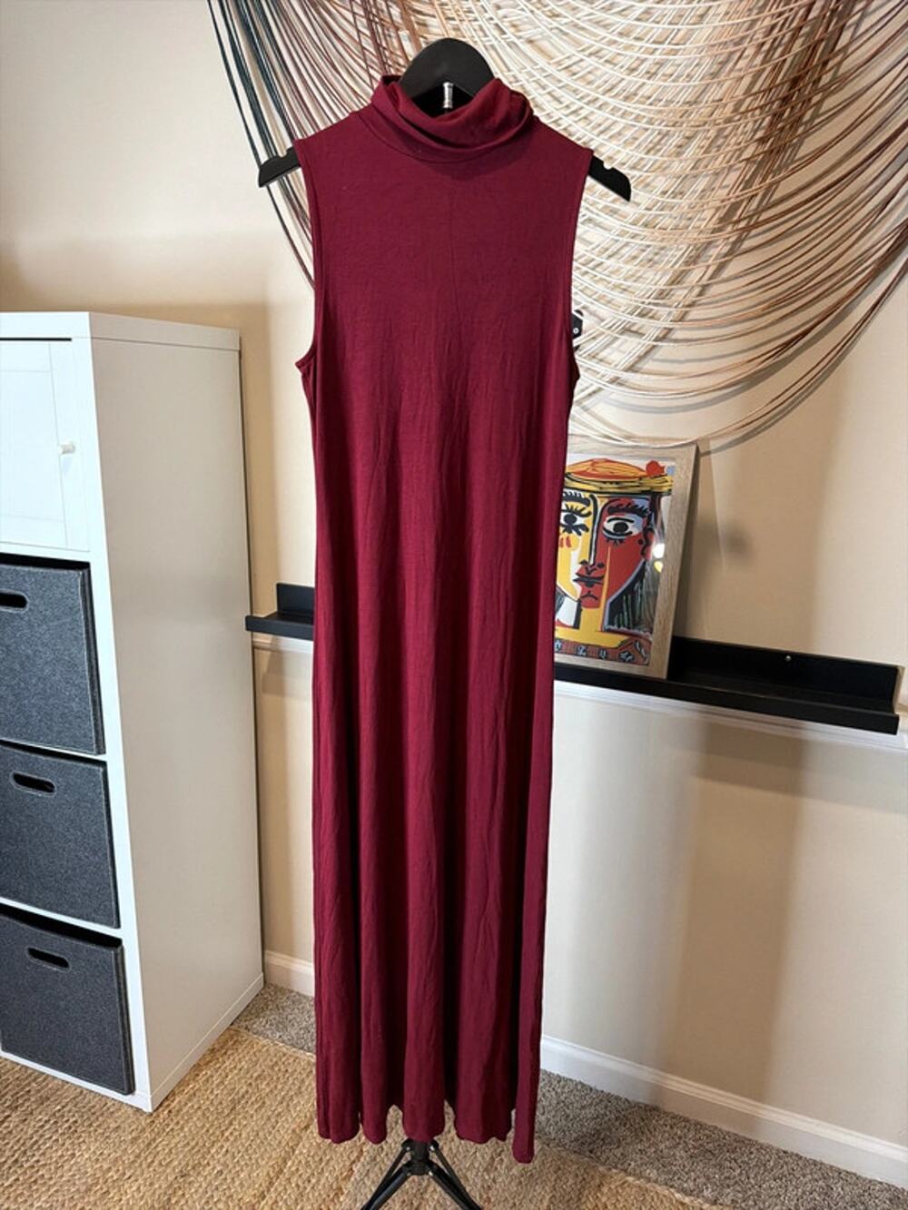 3 for $9 A new day, burgundy, ribbed turtleneck, sleeveless maxi M EUC 3059